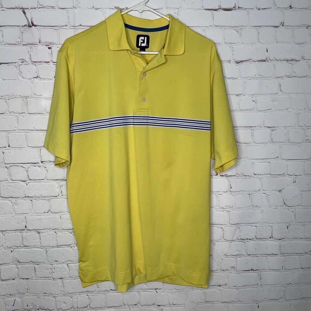 FJ FootJoy Polo Shirt Men’s M‎ Medium Performance Yellow Excellent